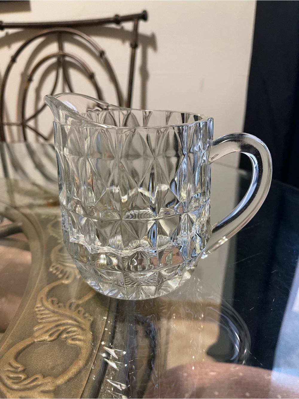 Clear Glass Textured Creamer Pitcher - Classic Home Dining